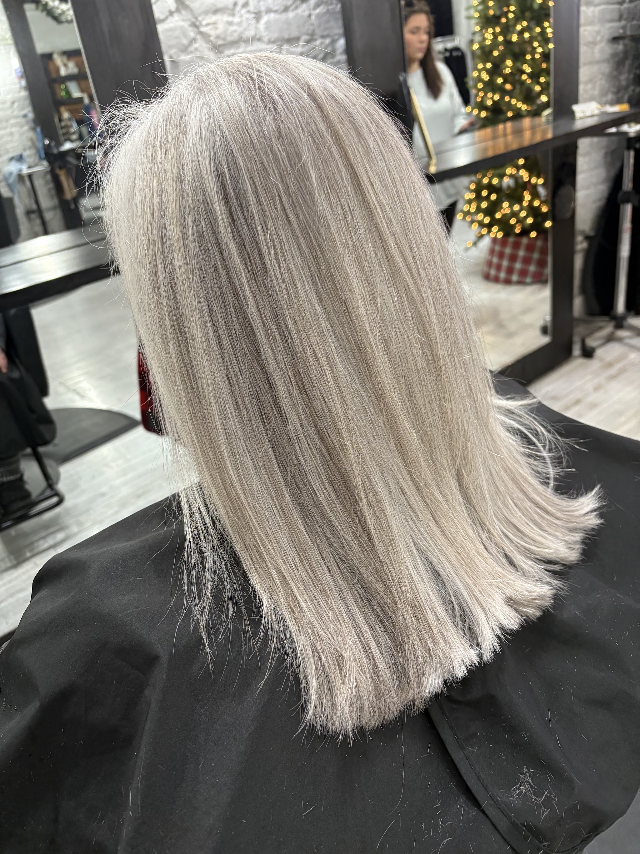 Sleek silver grey blunt cut